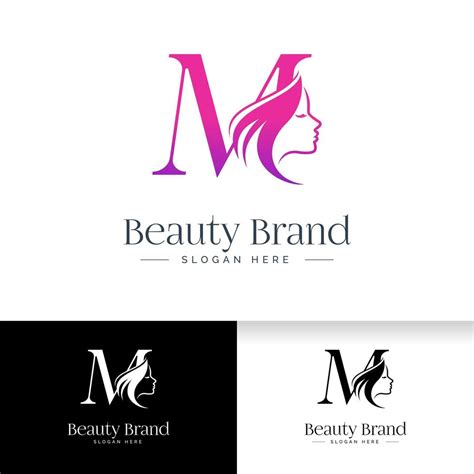 Letter M Beauty Logo Design Woman Face Silhouette 3478011 Vector Art