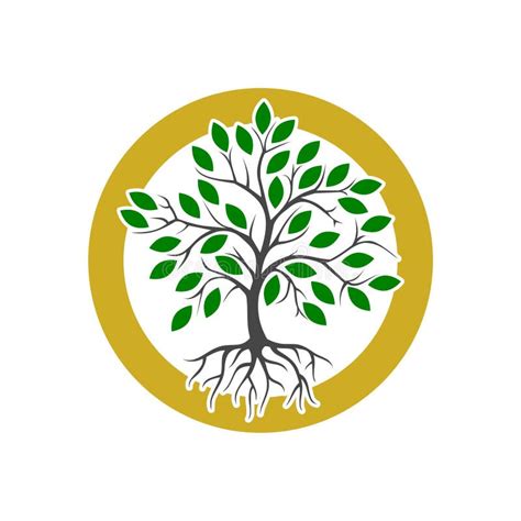 Gold Tree Plant Logo Gold Tree Icon On Dark Background Stock Vector