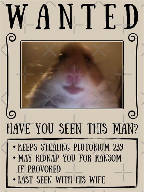 Staring Hamster Wanted Poster Hamster Stare Meme For Kids Sticker For