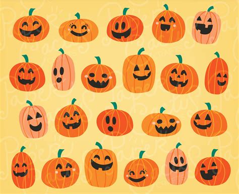 Classic Pumpkin Jack O Lantern Clipart Instant Download Illustrated Great For Scrapbooking