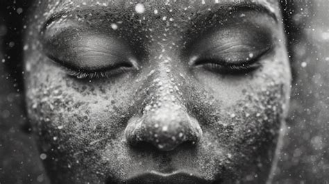 Premium AI Image A Close Up Of A Womans Face With Snow On Her Face