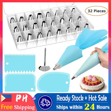 34 Pcs Nozzles Tool Set Tpu Pastry Bags Puff Piping Tips Couplers For