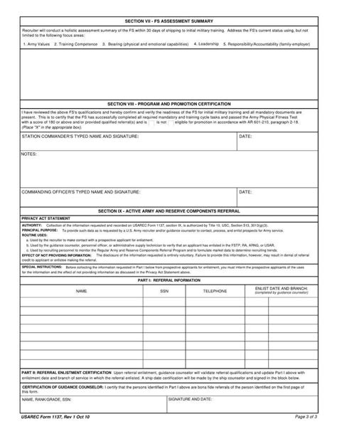 Usarec Form 1137 ≡ Fill Out Printable Pdf Forms Online
