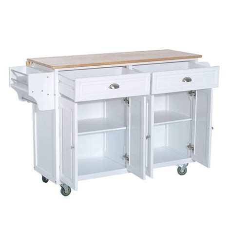 It is difficult to find any hinges that will hold the weight of the drop leafs properly and function in such a i hope that this article provided you with enough instructions to build your own diy drop leaf kitchen island / cart. HomCom Wood Top Drop-Leaf Multi-Storage Cabinet Rolling ...