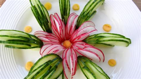 Handmade Cucumber Flower Fruit And Vegetable Carving And Cutting Garnish