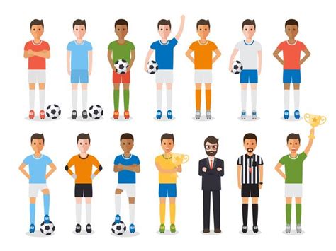 Soccer Player Football Sport Athlete Character Set 547586 Vector Art