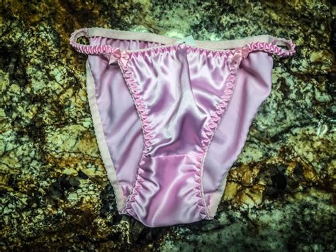 pink satin string bikini panties size medium