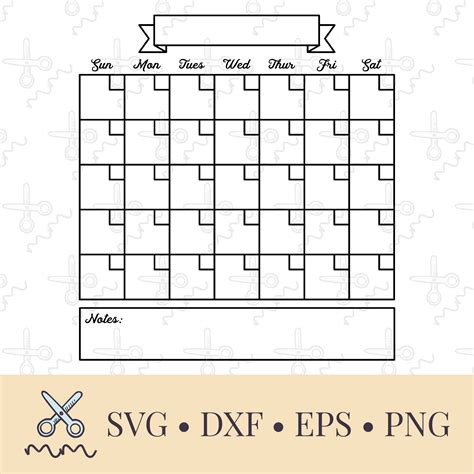 Monthly Calendar Svg The Modish Maker