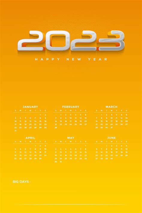 Calendar Year 2023 With Soft Bright Yellow Color 9010817 Vector Art At