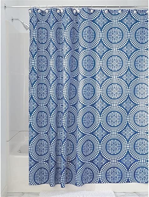 Amazon Com Idesign Medallion Fabric Shower Curtain Water Repellent