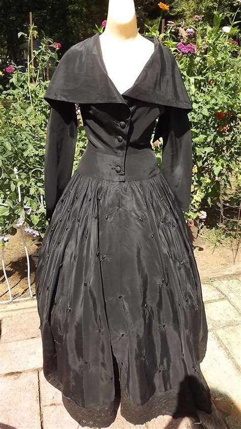 Vintage Black Long 1940s Silk Dress Arnold Fox Small Medium Etsy