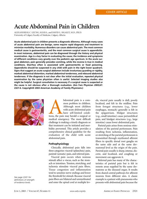 Pdf Acute Abdominal Pain In Children