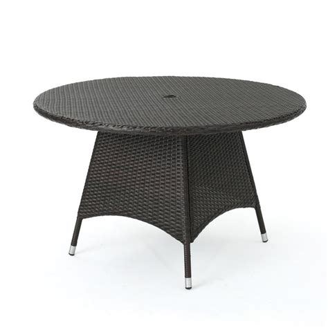 Ramsey Outdoor Wicker Round Dining Table Multi Brown