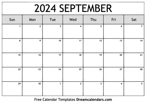 2024 Calendar September 2024 Calendar Printable