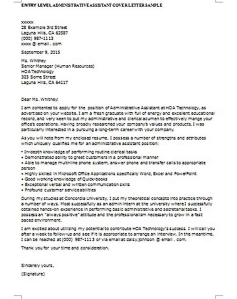 29 Entry Level Administrative Assistant Cover Letter Examples For Your