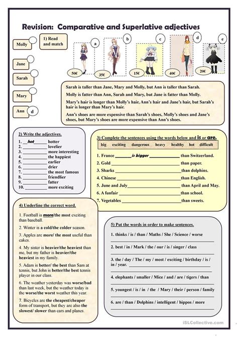 Worksheet Comparative And Superlative Adjectives Free Printable Adjectives Worksheets