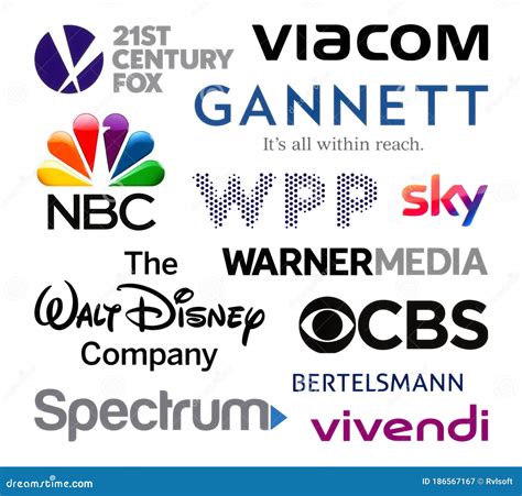 Logos Collection Of The Biggest World Broadcasting Companies Editorial
