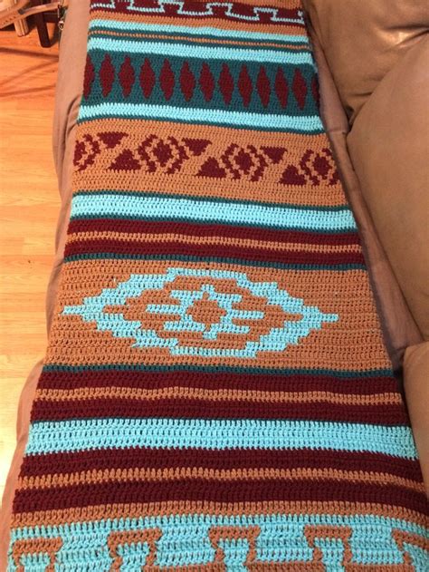 Crochet Navajo Aztec Afghan Blanket I Made For My Daughter Cowboy