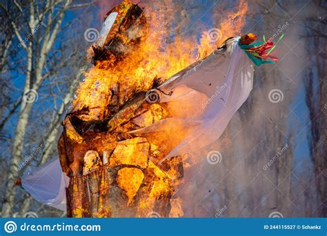Burning An Effigy For Shrovetide Stock Image Image Of Travel Pagan