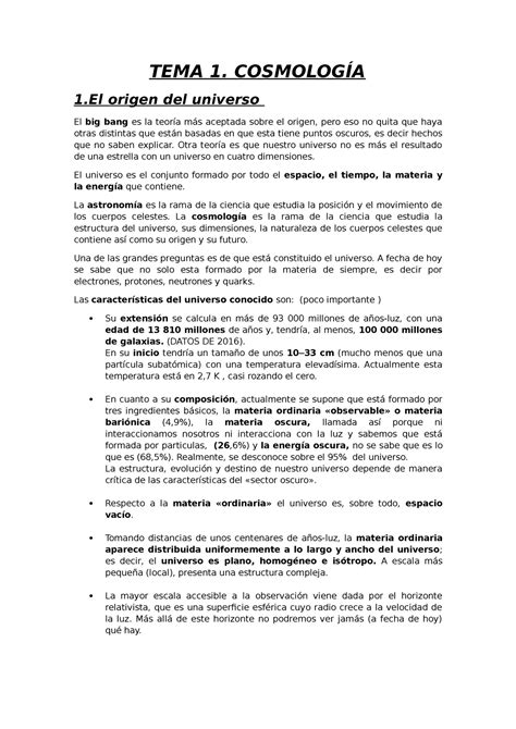 tema 1 experimentales apuntes 1 tema 1 cosmologÍa 1 origen del universo el big bang es la