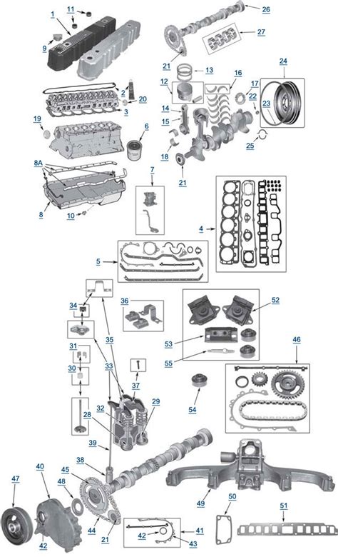 2001 jeep wrangler engine diagram. YJ Wrangler 4.2L 6 cylinder Engine Parts - 4 Wheel Drive