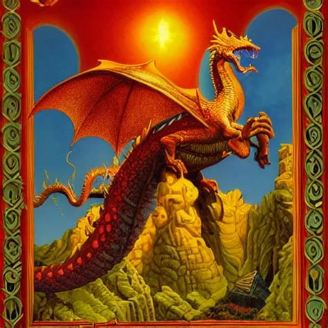 Dragon Guarding Treasure By Greg Hildebrandt Stable Diffusion Openart