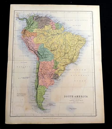 Map Of South America Brazil Argentina Peru Alexander K Johnston Antique