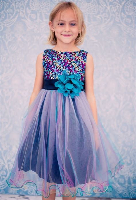 Teal And Pink Sequin Party Dress Tulle Skirt Size 2t To Girls 14 Ebay