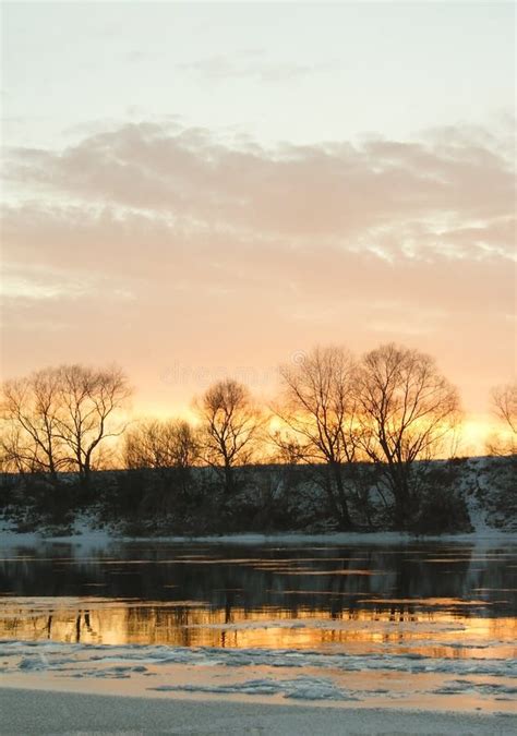 Sunrise With Winter River Stock Photo Image Of Landscape 5529242