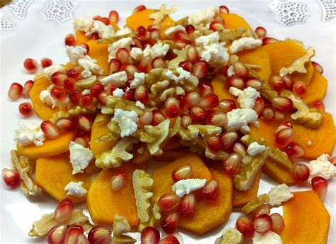 Fall Fruit Salad Minted Persimmon With Pomegranate And Feta Cheese