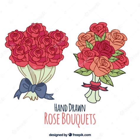Hand Drawn Bouquets Of Roses Vector Free Download