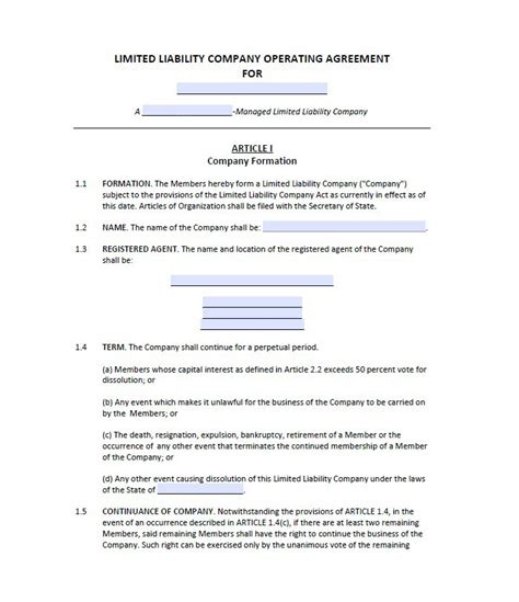 30 Free Professional Llc Operating Agreement Templates Free Template
