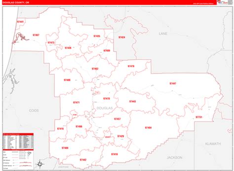 Douglas County Or 5 Digit Zip Code Maps Red Line
