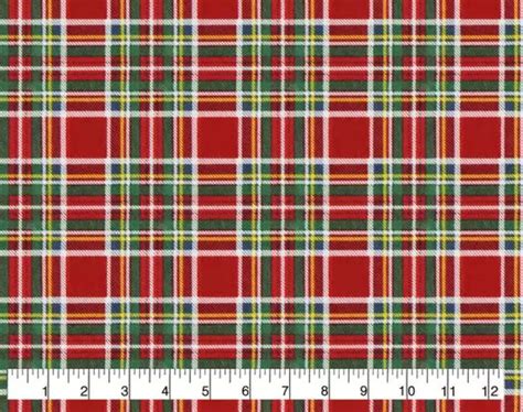 Christmas Plaid Flannel Fabric Remnant Red Green White Plaid | Etsy
