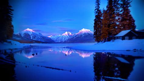 Free Download Hd Wallpaper Mountains Lake Lodge Dawn Awakening
