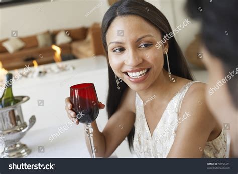 Young Woman Drinking Wine Socialising Formal Stock Photo Edit Now