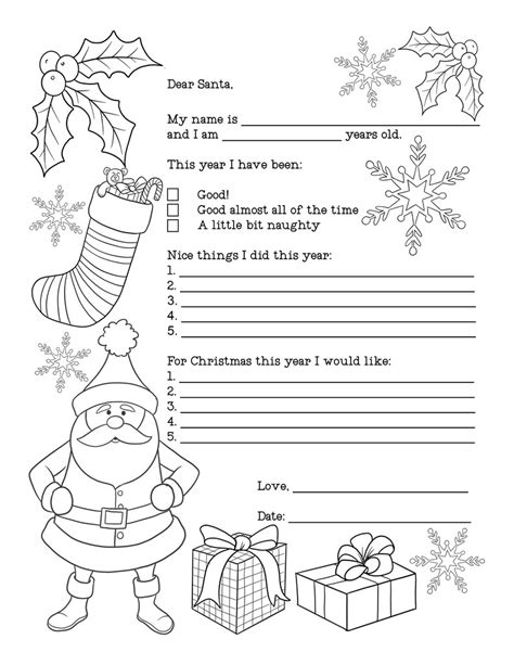Letter To Santa Coloring Page Kids Christmas Activity Santa Etsy Ireland