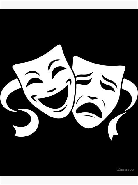 Comedy And Tragedy Theater White Masks Poster By Zamasou Redbubble