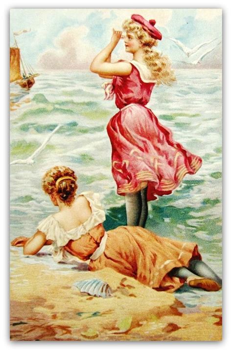 By The Seaside Bathing Costumes Vintage Beach Postcard