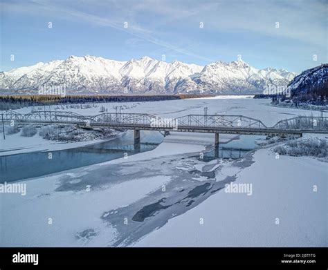 Aerial View Of The Knik River Bridge In Palmer Alaska Stock Photo Alamy