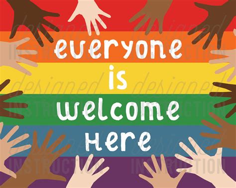 Everyone Is Welcome Here Rainbow Poster Classroom Poster Classroom Decor Pride Lgbt