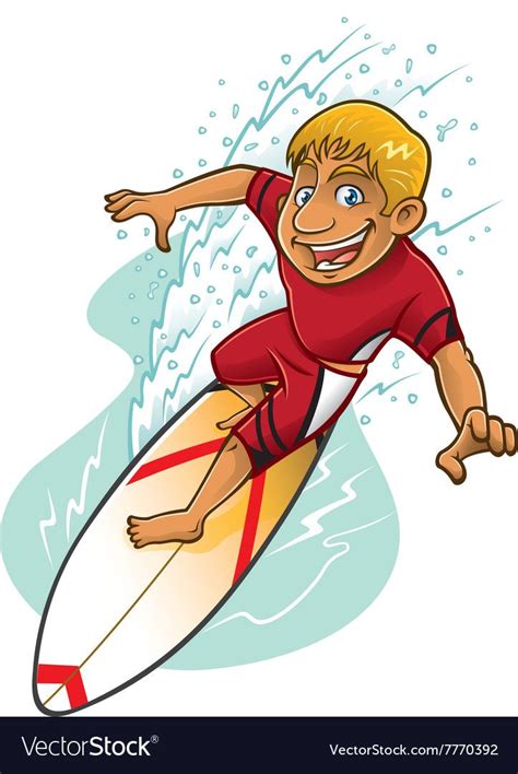 Cartoon Surfer Action Vector Image On Vectorstock Cartoon Style