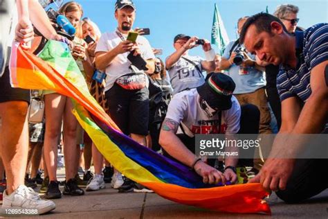 Burning Rainbow Flag Photos And Premium High Res Pictures Getty Images