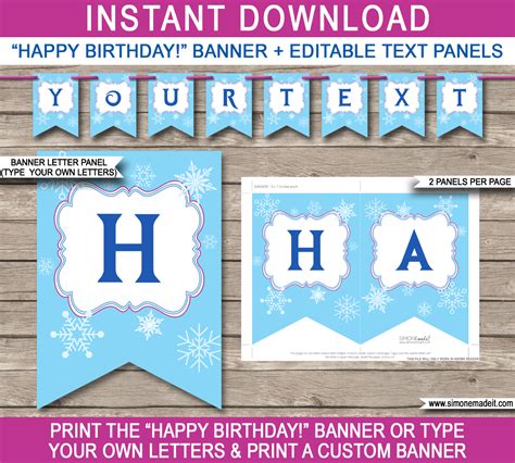 Frozen Party Banner template | Birthday banner template, Diy party banner, Diy banner template