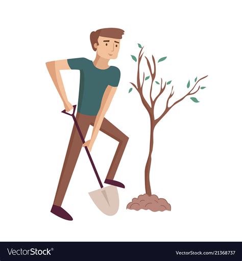 Boy Planting Trees Cartoon Colored Clipart Vector Image Sexiz Pix