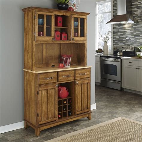 Shop Home Styles Cottage Oaknatural Wood China Cabinet With Wine