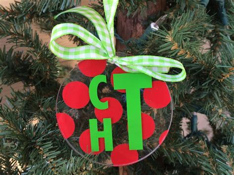 Personalizedmonogrammed Clear Acrylic Christmas Ornament 3 Clear