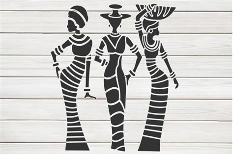 Tribal African Women No5 Stencil Template Design Print Digital Etsy