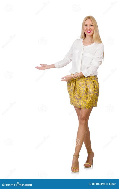 The Nice Woman Model Isolated On The White Background Stock Photo
