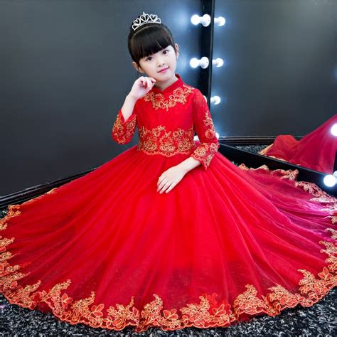 Moms love our birthday dresses for girls because they require no special care. 2019 Autumn Winter New Children Kids Red Color Princess ...